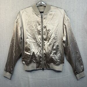 Pacsun Bomber Style Varsity White Cream Large Jacket Lightweight‎ NWT